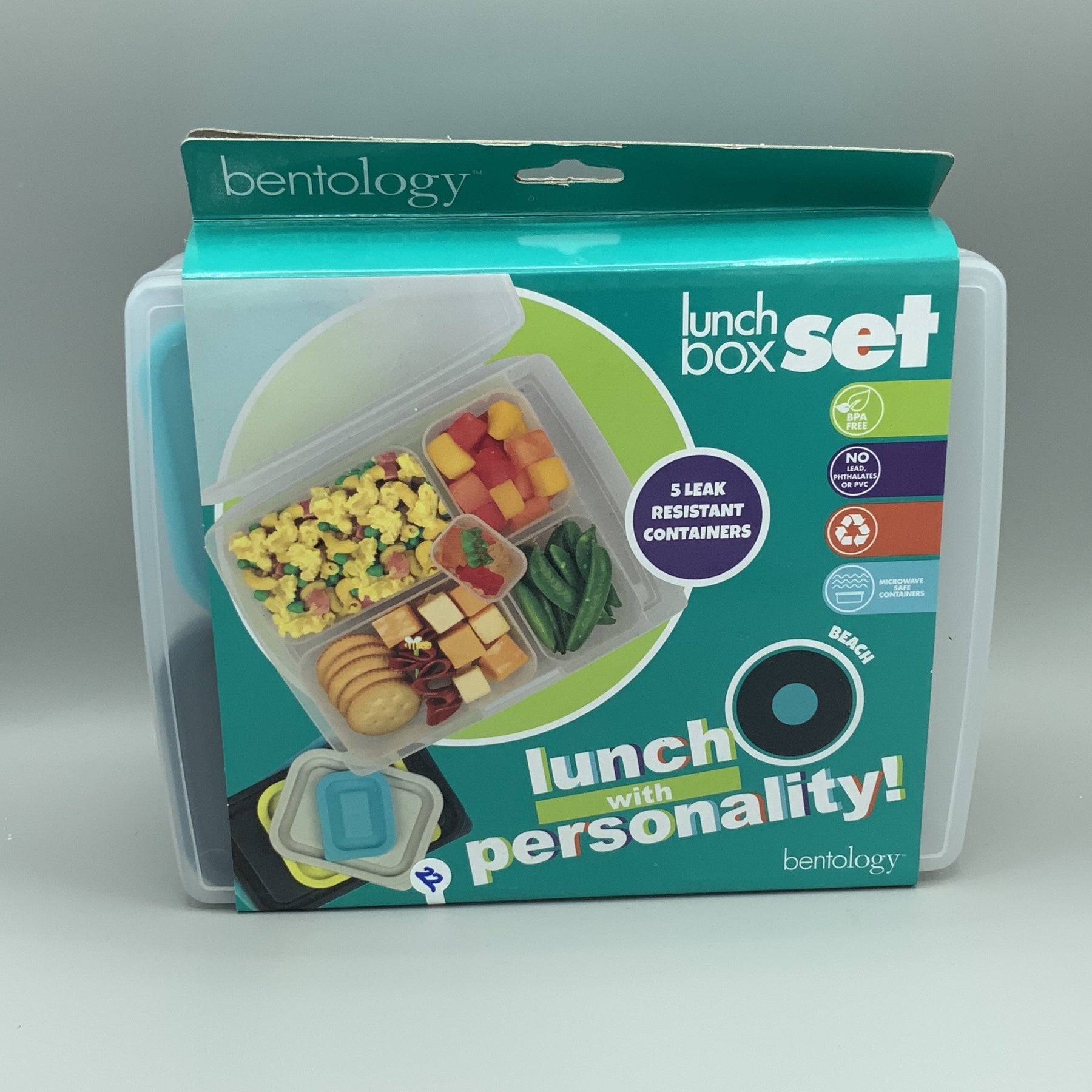 Bentology Leak-Proof Bento Lunch Box with 5 Removable Containers Beach Multicolor